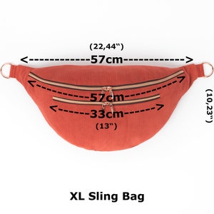 Bauchtasche Cord XL, Sling Bag oversize, ziegelrot kupfer, große Crossbody Tasche Bild 7