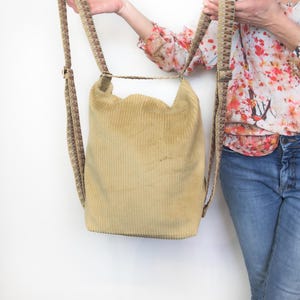 Corduroy 2-in-1 Backpack Bag | Shoulder Bag & Backpack | Handmade | Custom Color | Matching Lining and Straps | Corduroy Bag with Exterior Pocket