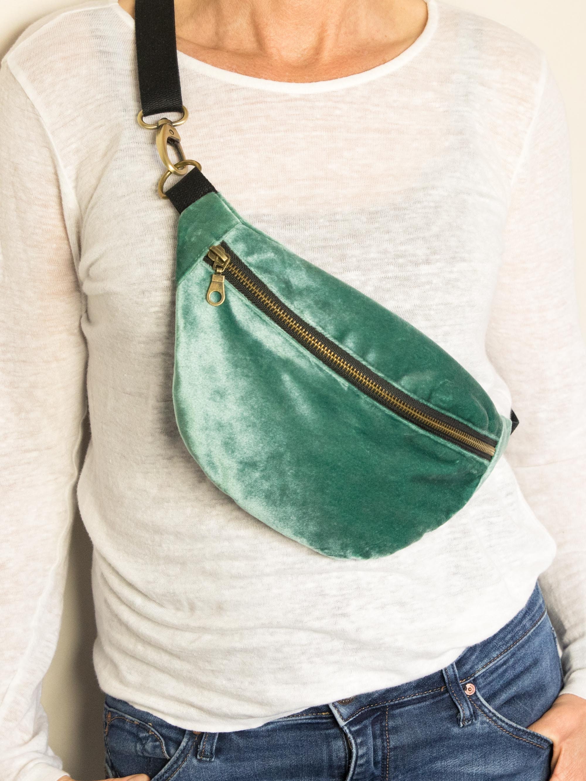 Belly Bag Velvet Hip Bag Mint Cool 