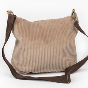 Cordtasche taupe zum Umhängen, Shopper Cord, lange Henkel, Umhängetasche aus Baumwollcord Bild 7