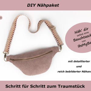 DIY Nähpaket Bauchtasche nähen, altrosa, mit detaillierter, bebilderter Nähanleitung