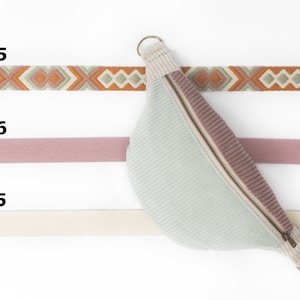 Bauchtasche Cord, Color Blocking Hüfttasche, Crossbody Tasche pastell mint, altrosa, beige