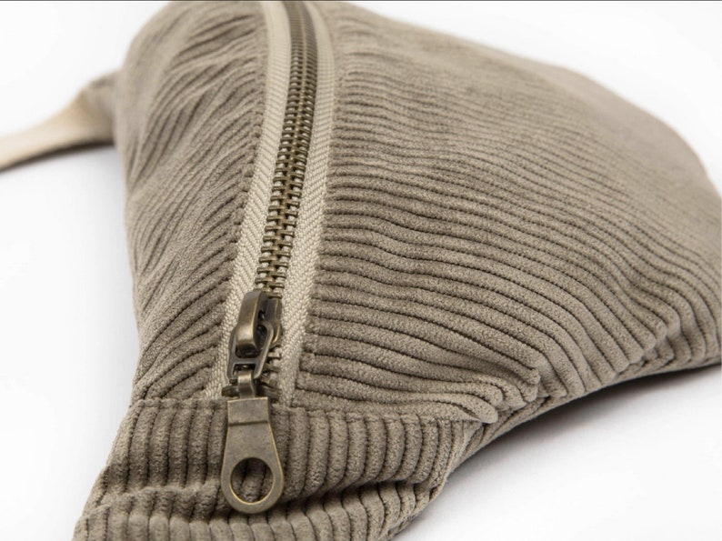 Bum bag corduroy, hip bag dark taupe, crossbody bag brown beige image 3