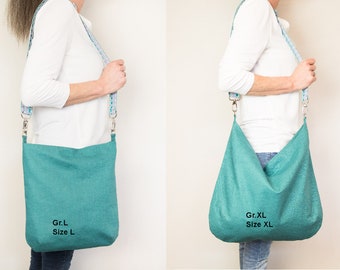 Linen bag turquoise,shopper made of washed linen,crossbody bag petrol,changeable strap