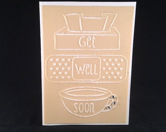 Set of 5 Embossed Get Well Soon CLASSIC Cards