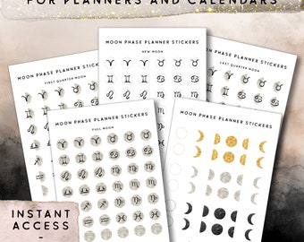 Printable Moon Phase Stickers for Planners and Calendars