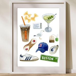 Boston Illustration Watercolor Painting, Travel Illustration