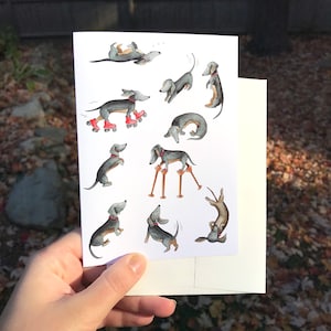 Dachshund Dog Seasons Greeting Card, Blank Card, Cheerful Dog Cards, Stationary