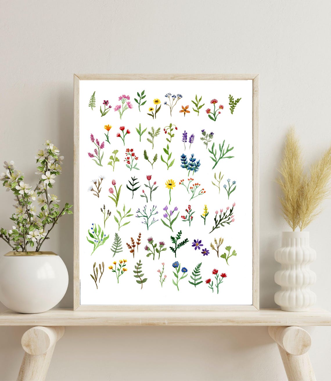 Botanical Flower Watercolor Art Print, Floral Illustration Wall Decor ...