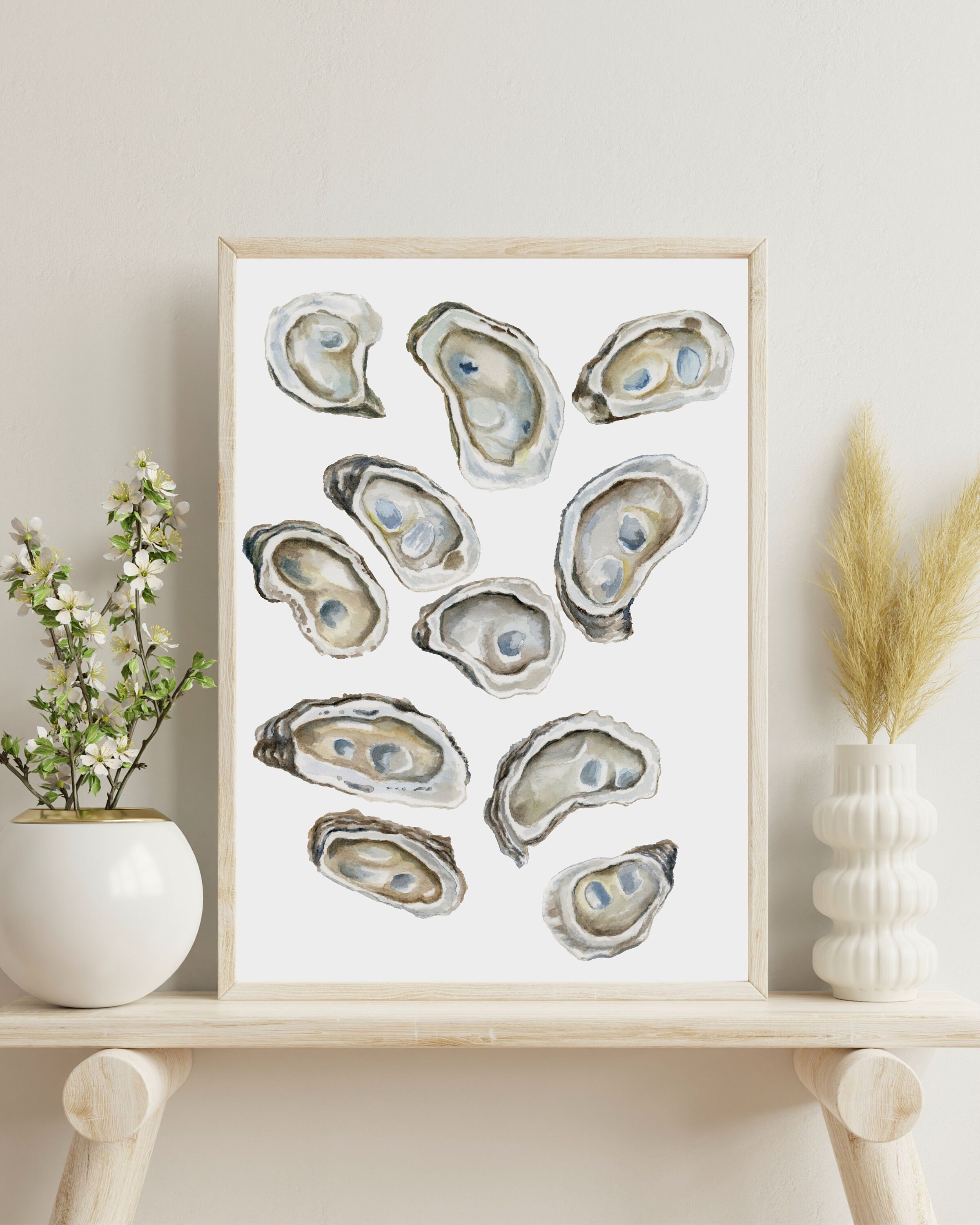 Oyster Watercolor Painting, Food Art Illustration, Shellfish Painting ...
