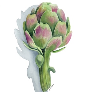 Artichoke Watercolor Print, Food Art Illustration, Vegetable Print
