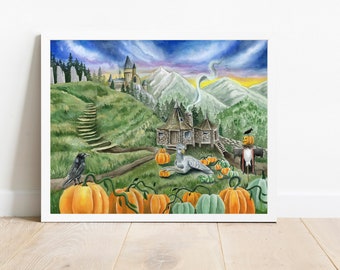 Witchcraft and Wizardry Watercolor Print, Buckbeak Hippogriff