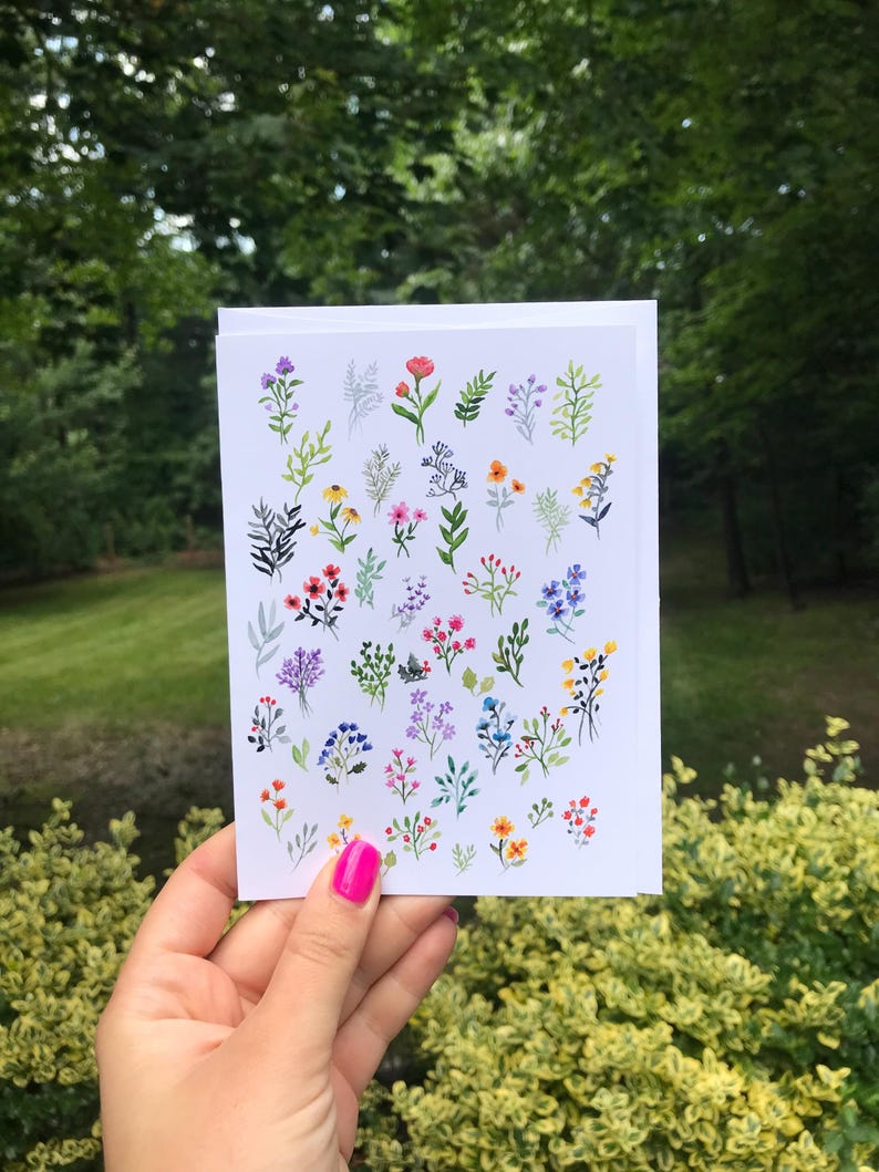 Botanical Illustration Greeting Card, Floral Blank Note Card - Etsy