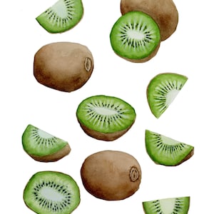 Kiwi Illustration Print, Watercolor Painting, Fruit Wall Art, Kiwi Art Wall Decor
