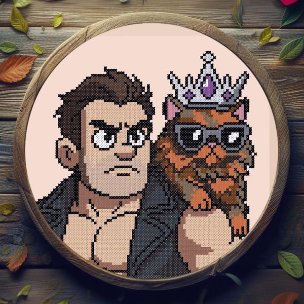 Patrón de punto de cruz de Carl y la princesa Donut, exploradores de mazmorras