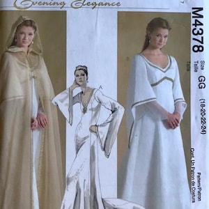 McCall&#39;s 4378 Misses&#39;/Petite Cape and Lined Dresses Renaissance Dresses bell sleeves Sizes 8-10-12-14, 12-14-16-18, 18-20-22-24 UNCUT