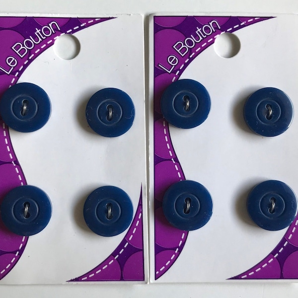 Dark Royal Blue 5/8" buttons by le Bouton, 2-hole plastic, multiple cards available