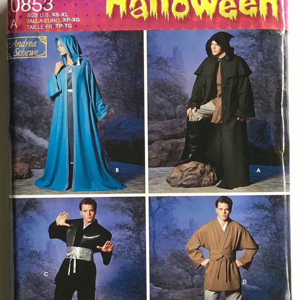 Simplicity 0853/5840 Misses', Men's and Teens' Robe and Tunic Sewing Pattern Halloween Costume Jedi or LOTR Sizes XS-S-M-L-XL Partially cut