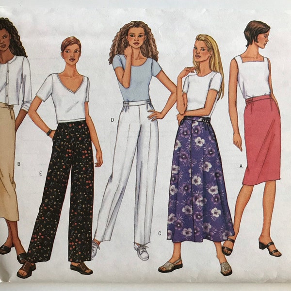 Butterick 3133 Misses' Pull-on Skirt & Pant Pattern Semi-fitted below mid-knee or mid-calf skirt lower calf pants sizes 14-16-18 UNCUT