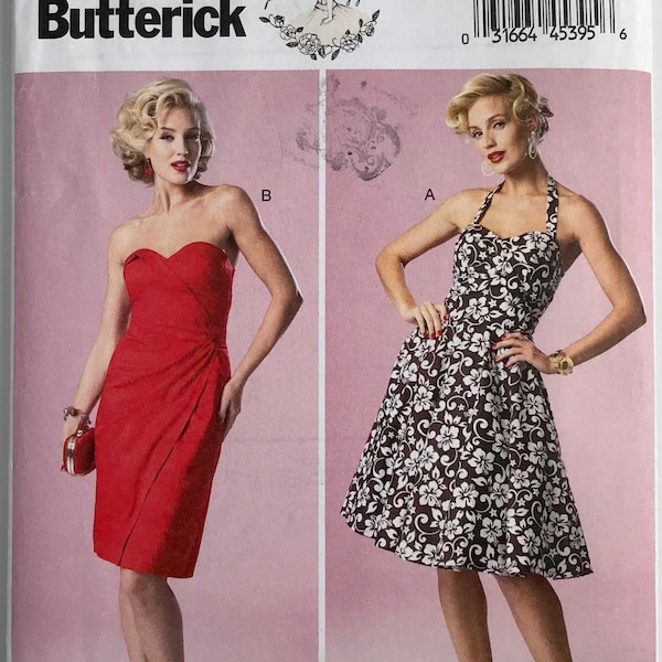 Butterick 6019 Misses' Dresses Sewing Pattern by Gertie, sweetheart neckline with boned bodice sizes 6-8-10-12-14 or 12-14-16-18-20 UNCUT