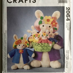 McCall's Crafts 2064 716 90s Easter Bunny Rabbit Doll sewing pattern 20" or 11" bunny and clothes one size UNCUT