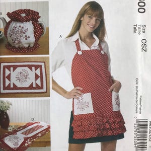 McCall's M6300 Full Apron, Tea Cozy, Placemat and Table Runner Sewing Pattern Apron Sizes S-XXL UNCUT