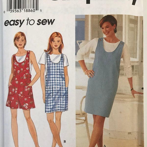 Simplicity 7108 90s Jumper & Romper with Length variations, scoop neck, low armhole above knee summer sewing pattern Sizes XS-S-M UNCUT