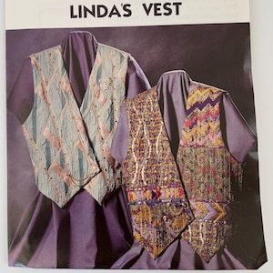 Linda&#39;s Vest #693 by Ghee&#39;s 90s Vest Pattern, lined, for light to heavier fabrics, easily embellished Sewing Pattern sizes S-M-L-XL UNCUT