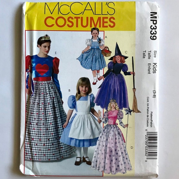 McCall's MP339/MP264 Children's and Girls' Wizard of Oz Dorothy Witch Costumes Halloween sewing pattern sizes 3-4, 5-6, 7-8 UNCUT