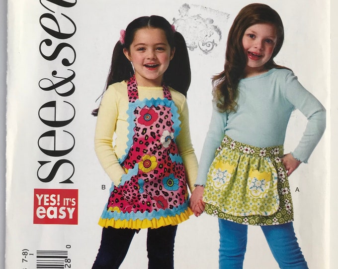 See&sew 5942 Children's/girls' Aprons: Half or Full Apron With Pockets ...