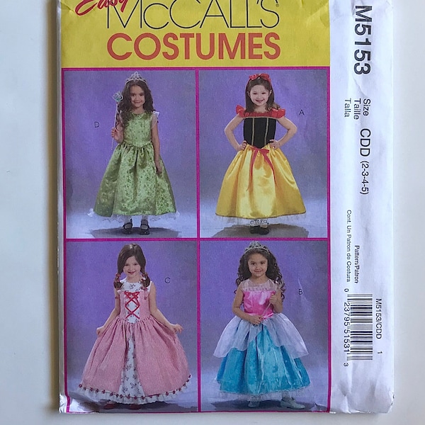 McCall's M5153/MP403 Children's and Girls' Princess Costumes Halloween sewing pattern, flared skirt sizes 6-7-8 UNCUT