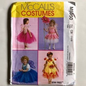 McCall's M5950 Toddlers' and Children's Fairy Costumes Halloween sewing pattern Sizes 1-2-3 or 4-5-6 UNCUT