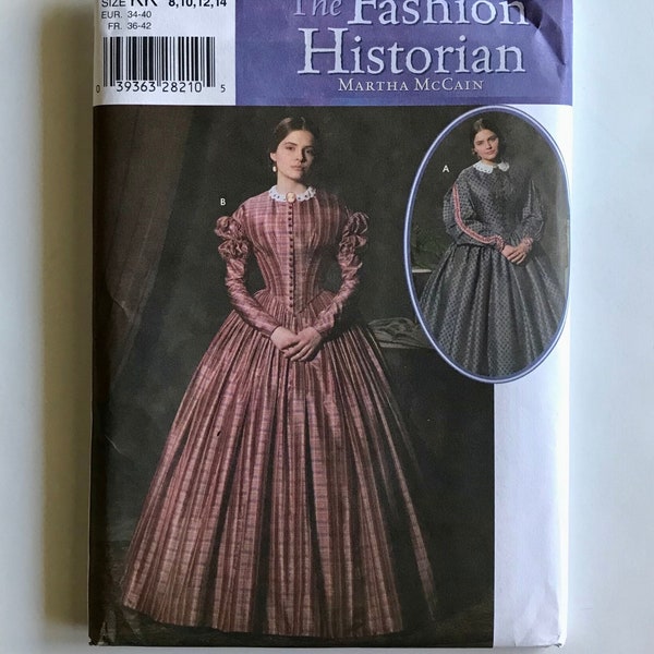 Simplicity 4400, Misses' Civil War Costume Pattern, Southern Belle Dress with fitted boned bodice, long sleeves Sizes 8-10-12-14 UNCUT