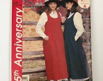 McCall's 7790 P228 90s Loose Fit Jumper and Petticoat button front jumper princess seams Sewing Pattern sizes 10-12-14-16 UNCUT or cut to 20