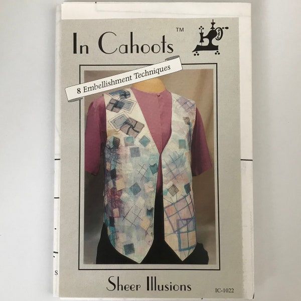 Sheer Illusions Embellished Vest Pattern by In Cahoots option to use chiffon and Tulle button front Sewing Pattern Sizes S-M-L-XL-XXL UNCUT