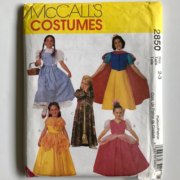 McCall's 2850 Children's/Girls' Classic Character Costumes Snow White Cinderella Dorothy sewing pattern sizes 2-3, 4-5, 7, 8-10 UNCUT