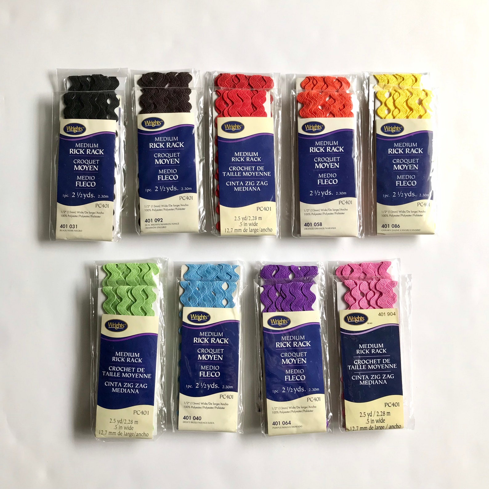 Wrights Medium Polyester Rick rack 2 packages multiple Etsy