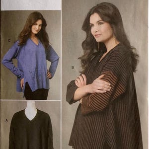Vogue 8690 Misses&#39; Tops Sewing Pattern Katherine Tilton Loose-fitting pullover tops dropped shoulders Flared hem top sizes XS-S-M UNCUT