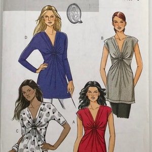 Butterick 5495 Misses&#39;s Stretch Knit Top with front gather detail sleeve variations sewing pattern Sizes 8-10-12-14 UNCUT