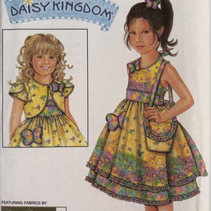 Simplicity 4621 Child&#39;s Dress, Jacket & Purse ruched Halter dress w/ sash, ruffle hem by Daisy Kingdom Sewing Pattern sizes 3-6 or 5-8 UNCUT