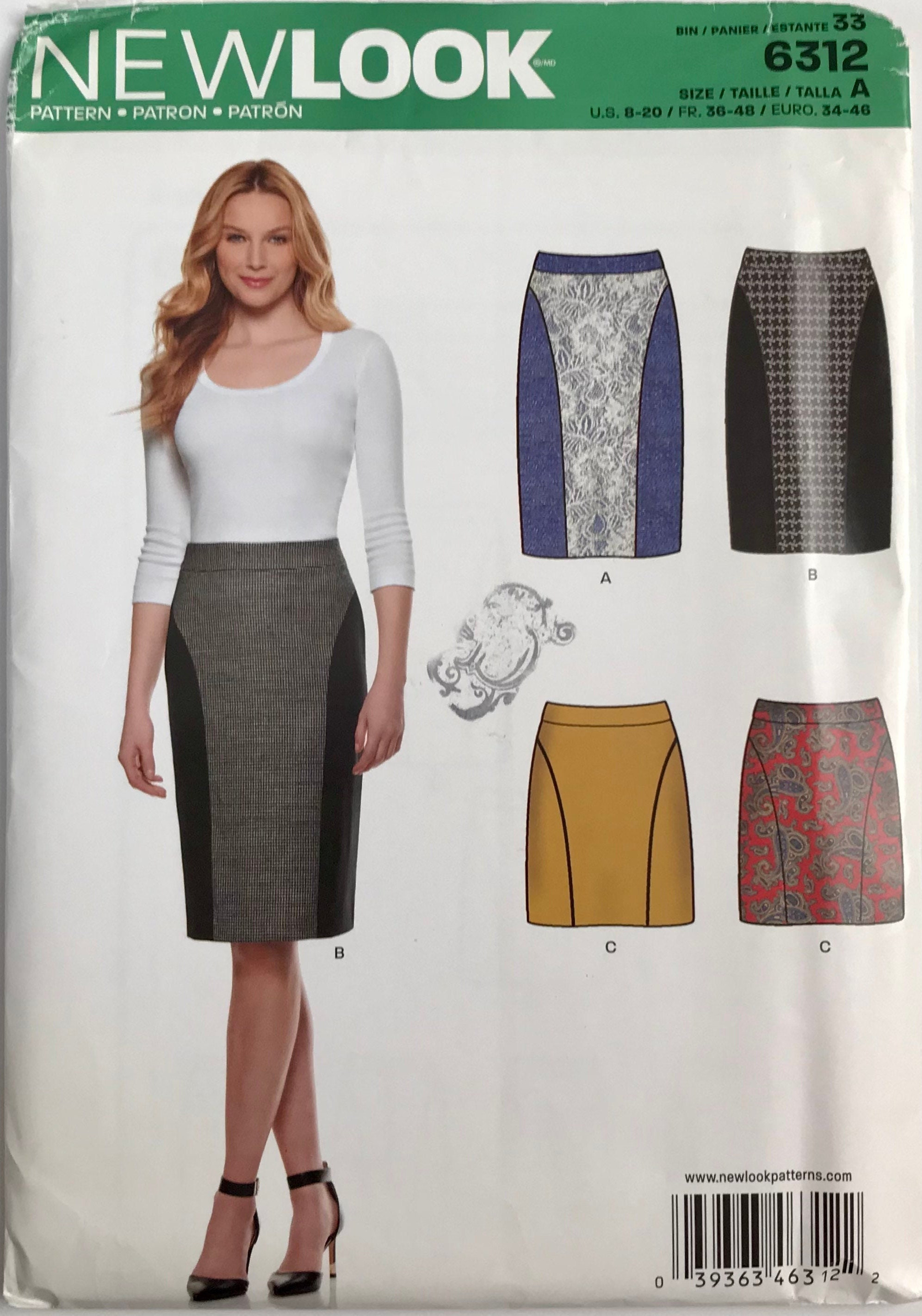New Look 6312 Misses' Pencil Skirt With Side Panels Seams