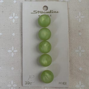 Lime Green shank buttons 9/16&quot;, dome shank buttons with frosted texture by Streamline, made in Japan, washable classic shank buttons