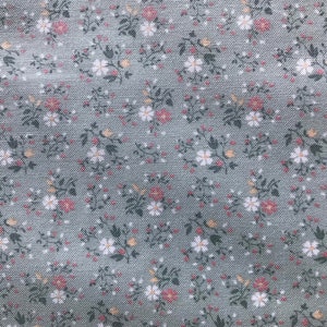 Vintage Calico Small floral print fabric, white, yellow, pink flowers on soft green soft colors, By the yard