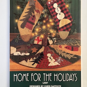 Christmas "Home for the Holidays" IJ597 33" Tree Skirt and 19" Stockings with appliqués by Indygo Junction, Inc.