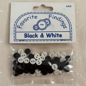 Tiny buttons, Black and White 75 pieces in package by Favorite Findings, 1/4 inch diameter, mini buttons one package