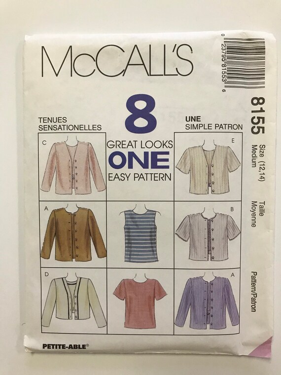 Mccall's 8155 Misses' Top and Jacket in Two Lengths | Etsy