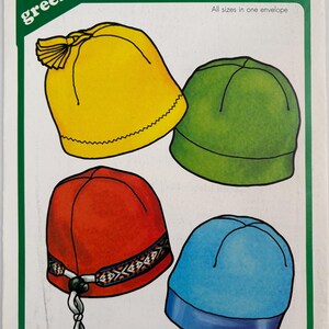 Green Pepper F-857 Polar Beanies Adults (Children's M-L) fleece Hats sewing pattern sizes XS-XL, 20-24 inch head UNCUT