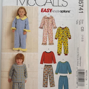 McCall&#39;s 5741 Toddler&#39;s & Children&#39;s Tops, Pants and Jumpsuit Pajamas unisex loungewear pull-on pants Easy sewing pattern sizes 1-2-3 UNCUT