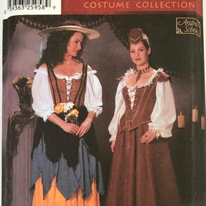 Simplicity 5922 Misses&#39; Costume Pattern Renaissance Skirt, Vest, veil Lace Front Long Sleeves Blouse Size 4-6-8-10 or 12-14-16-18-20 UNCUT
