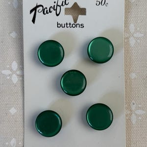 Green small shank buttons 1/2&quot;, a medium to dark shade of green, by Pacific, made in Japan, classic shank buttons for sweaters or shirts